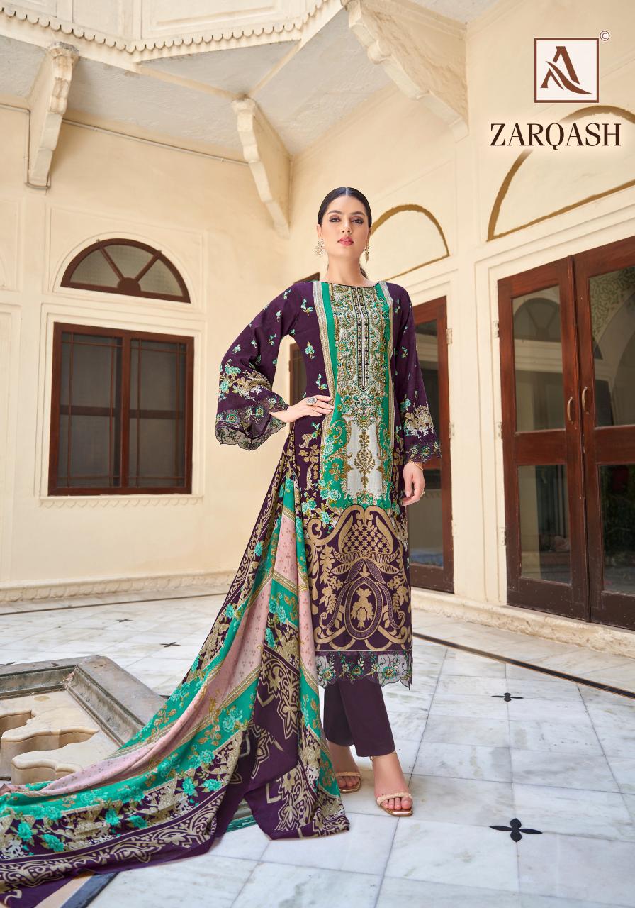 Alok Zarqash Cotton Embroidery Dress Material Wholesale Catalog
