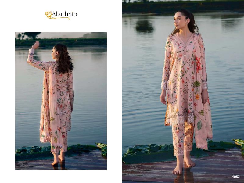 Alzohaib M Basics 1052 And 1053 Chiffon Dupatta Pakistani Suits Wholesale Catalog