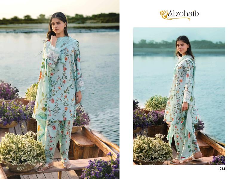 Alzohaib M Basics 1052 And 1053 Chiffon Dupatta Pakistani Suits Wholesale Catalog