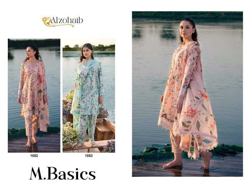 Alzohaib M Basics 1052 And 1053 Chiffon Dupatta Pakistani Suits Wholesale Catalog