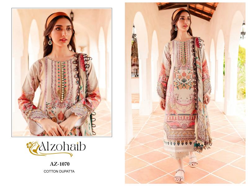 Alzohaib Queen Court Vol 3 Cotton Dupatta Pakistani Suits Wholesale Catalog
