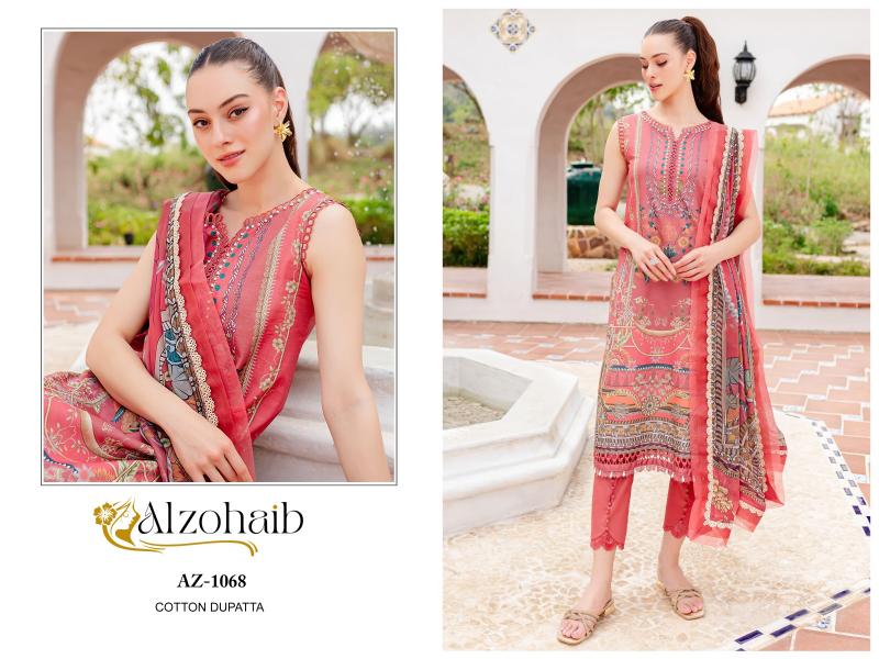 Alzohaib Queen Court Vol 3 Cotton Dupatta Pakistani Suits Wholesale Catalog