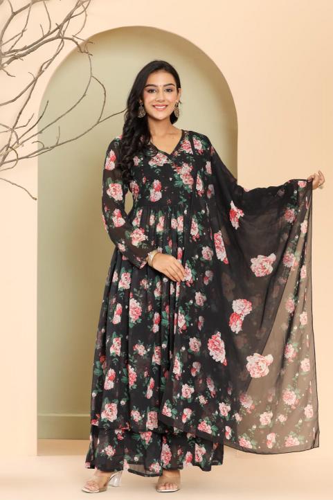 Amóha Georgette kurta Dupatta divider sharara set Wholesale Catalog