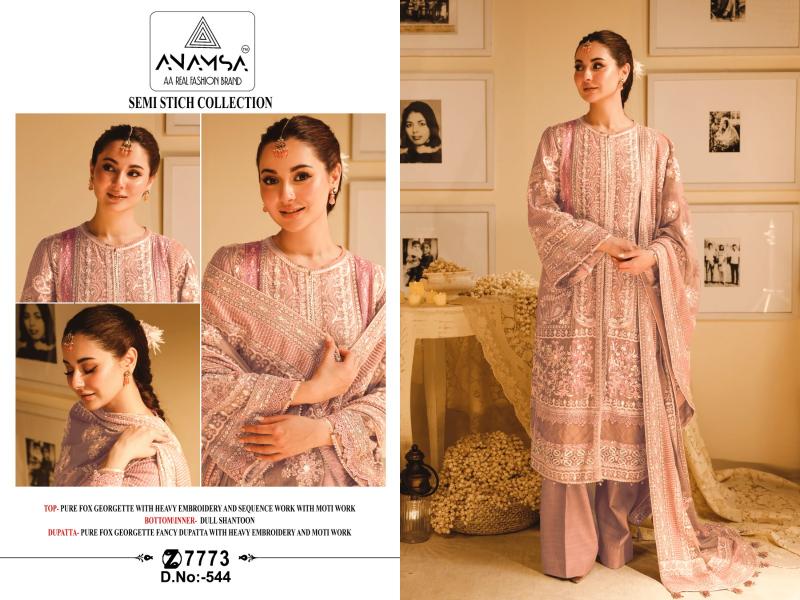 Anamsa 544 Georgette Pakistani Suit Manufacturer in Surat Wholesale Catalog