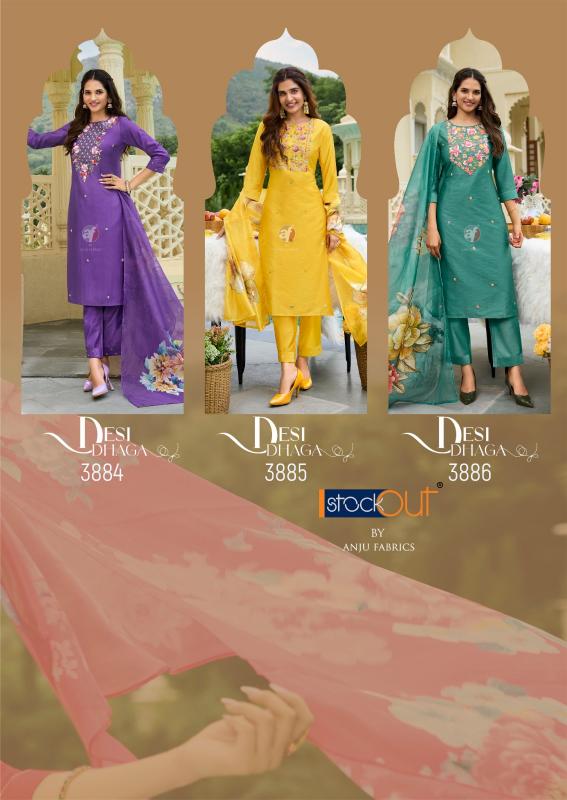 Anju Fabrics Desi Dhaga Pink Kurti India Wholesale Catalog