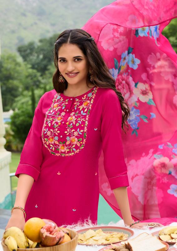 Anju Fabrics Desi Dhaga Pink Kurti India Wholesale Catalog