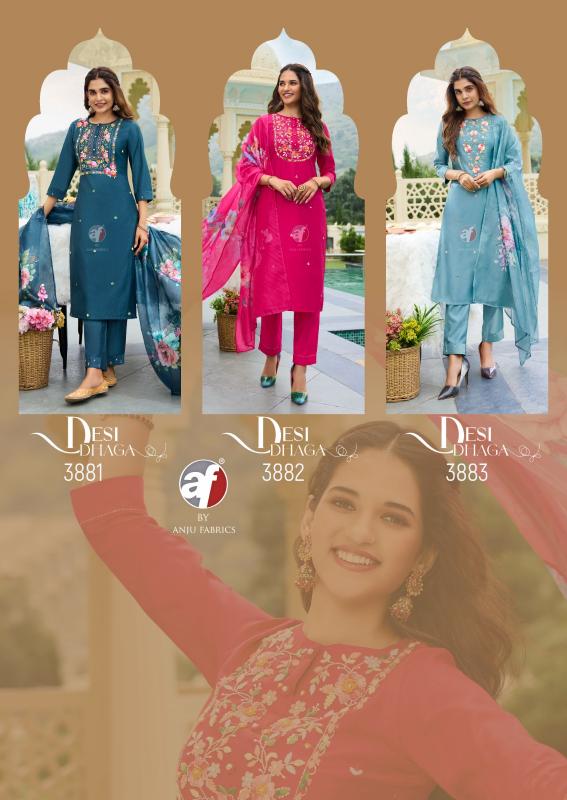 Anju Fabrics Desi Dhaga Pink Kurti India Wholesale Catalog