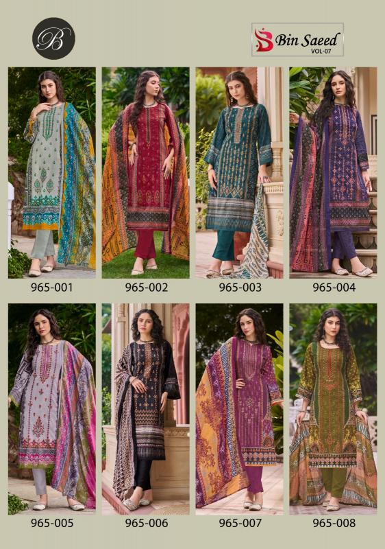 Belliza Bin Saeed Vol 7 Cotton Digital Printed Dress Material Wholesale catalog