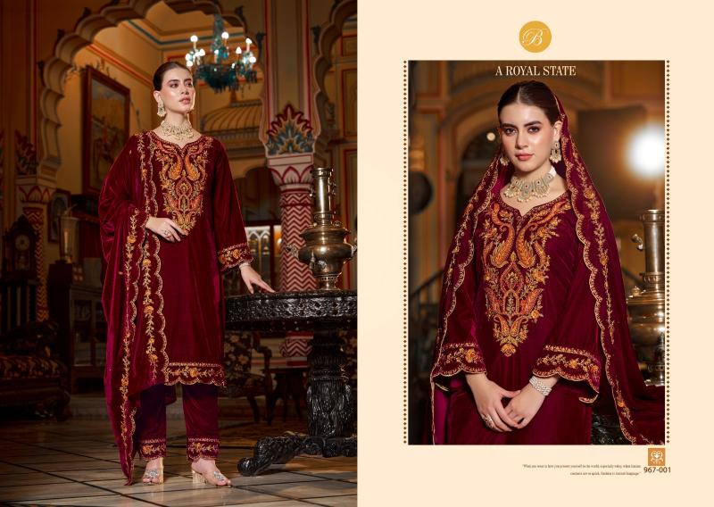 Belliza Gulzaar 967 Series Velvet Fancy Dress Material Wholesale Catalog