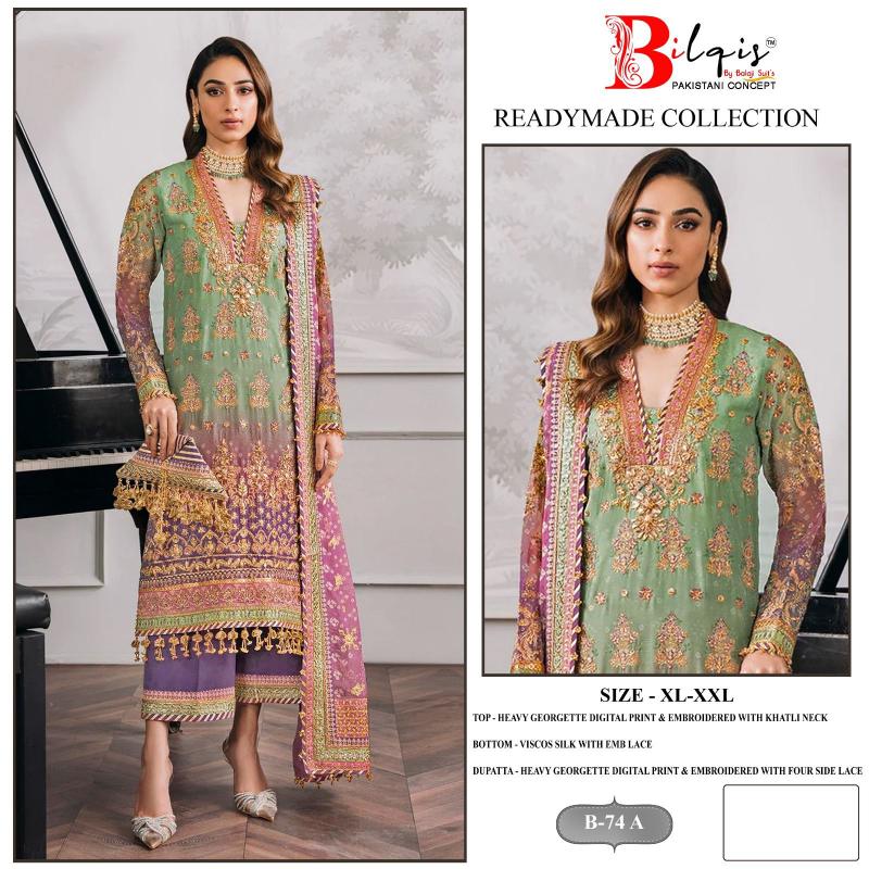 Bilqis B 74 A To D Ready Made Pakistani Suit Wholesale catalog