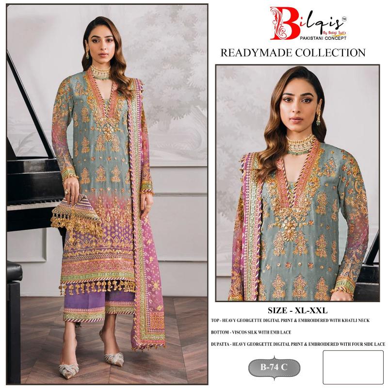 Bilqis B 74 A To D Ready Made Pakistani Suit Wholesale catalog