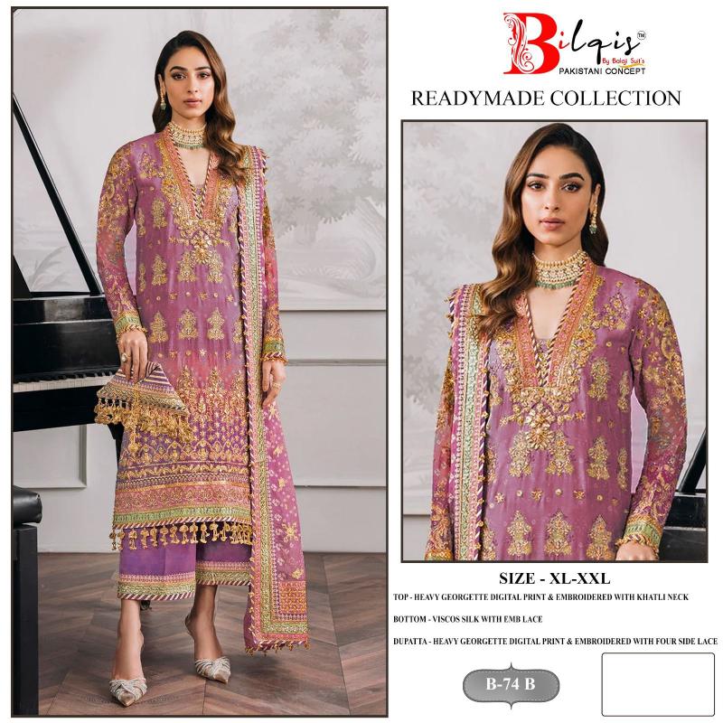 Bilqis B 74 A To D Ready Made Pakistani Suit Wholesale catalog