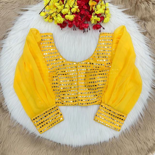 Blousewala Designer Party Wear Mirror Blouse With Fancy Latkan