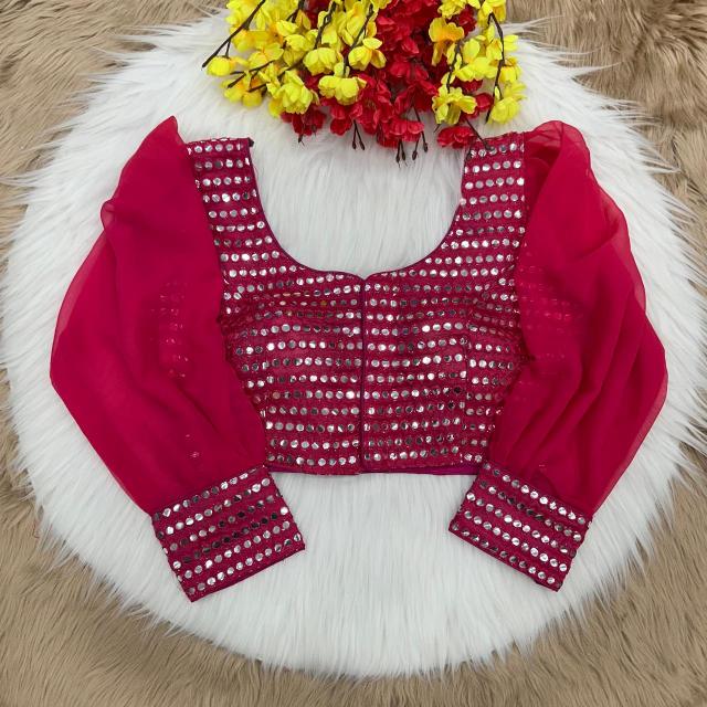 Blousewala Designer Party Wear Mirror Blouse With Fancy Latkan