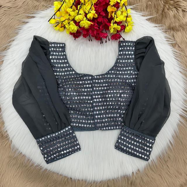 Blousewala Designer Party Wear Mirror Blouse With Fancy Latkan