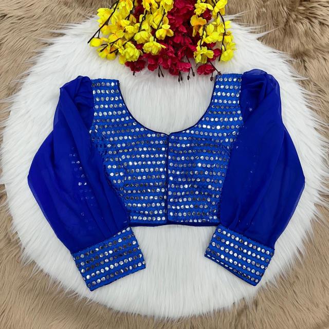 Blousewala Designer Party Wear Mirror Blouse With Fancy Latkan