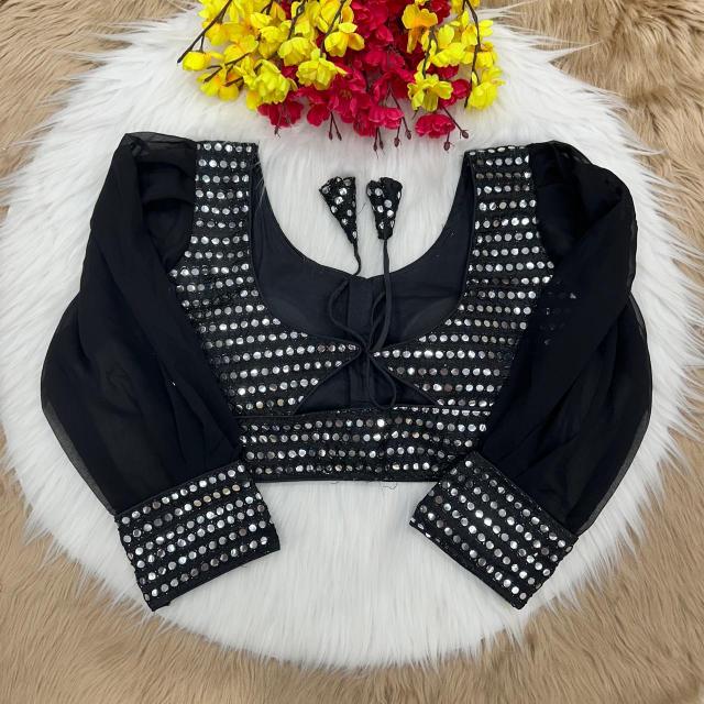 Blousewala Designer Party Wear Mirror Blouse With Fancy Latkan
