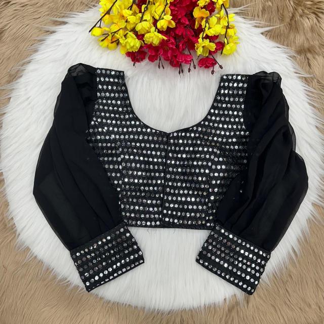 Blousewala Designer Party Wear Mirror Blouse With Fancy Latkan