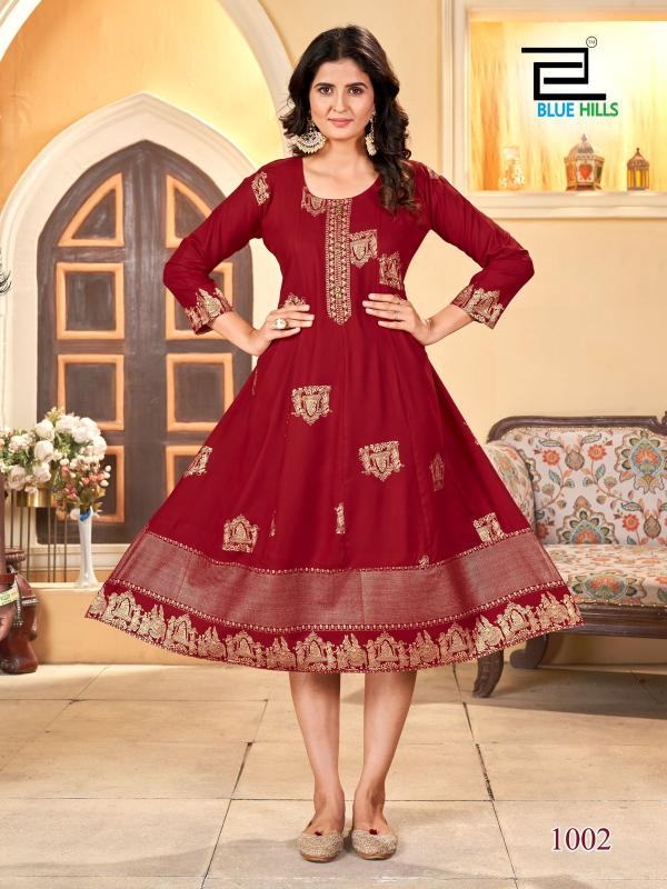 Blue Hills Palki Special Rayon Anarkali Kurti Wholesale Catalog