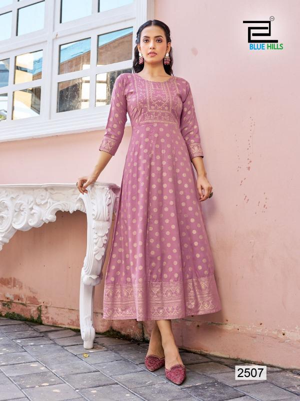 Blue Hills Womaniya Vol 25 Rayon Foil Printed Anarkali Kurti Wholesale catalog