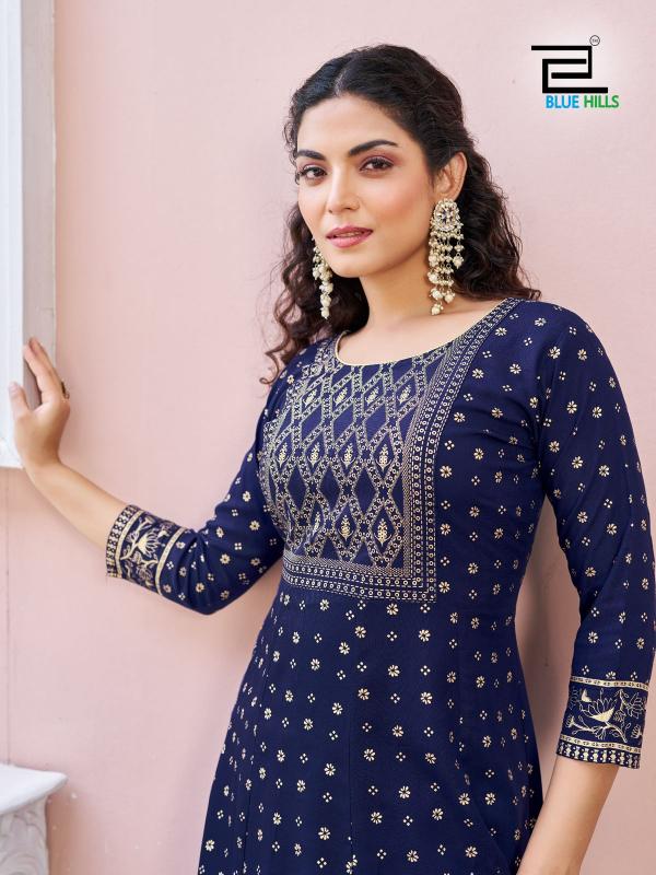 Blue Hills Womaniya Vol 25 Rayon Foil Printed Anarkali Kurti Wholesale catalog