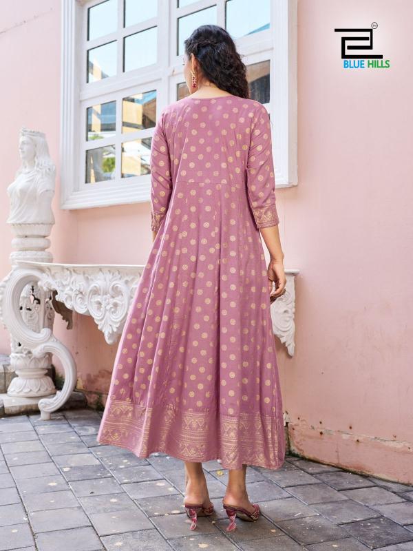 Blue Hills Womaniya Vol 25 Rayon Foil Printed Anarkali Kurti Wholesale catalog