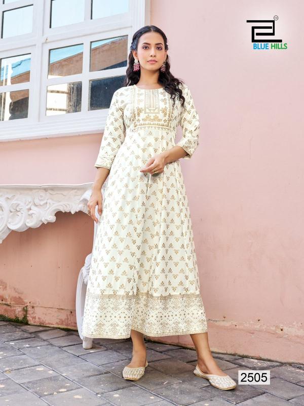 Blue Hills Womaniya Vol 25 Rayon Foil Printed Anarkali Kurti Wholesale catalog
