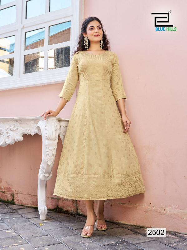 Blue Hills Womaniya Vol 25 Rayon Foil Printed Anarkali Kurti Wholesale catalog
