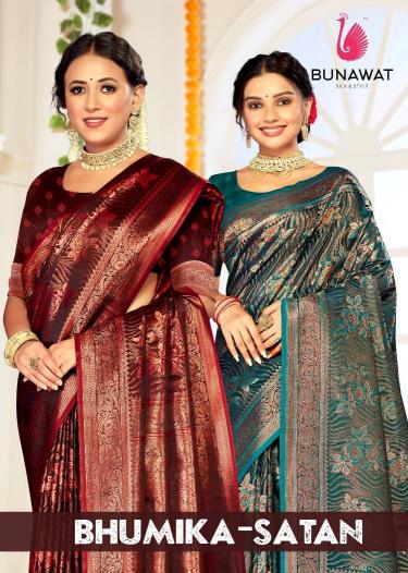 Bunawat Bhumika Satan Satin Silk Saree Wholesale Catalog