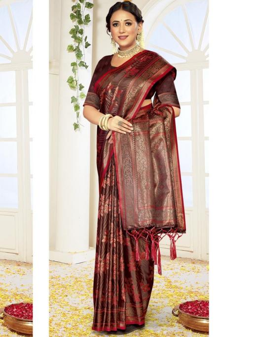 Bunawat Bhumika Satan Satin Silk Saree Wholesale Catalog