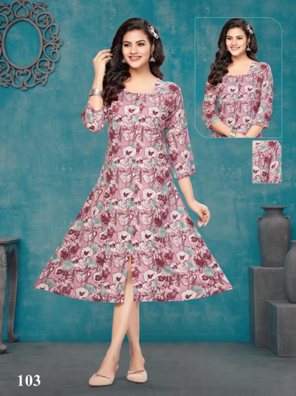 CHERRY REYON FOIL PRINT Kurti Wholesale catalog