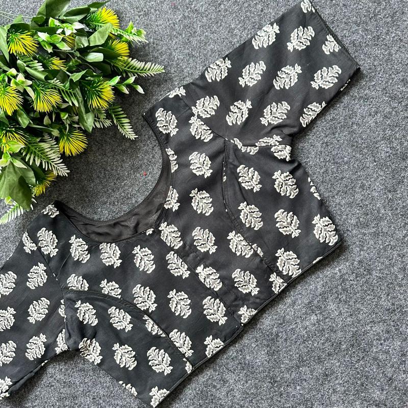 Cotton AjrakhPrint BoatNeck Neck Blouse