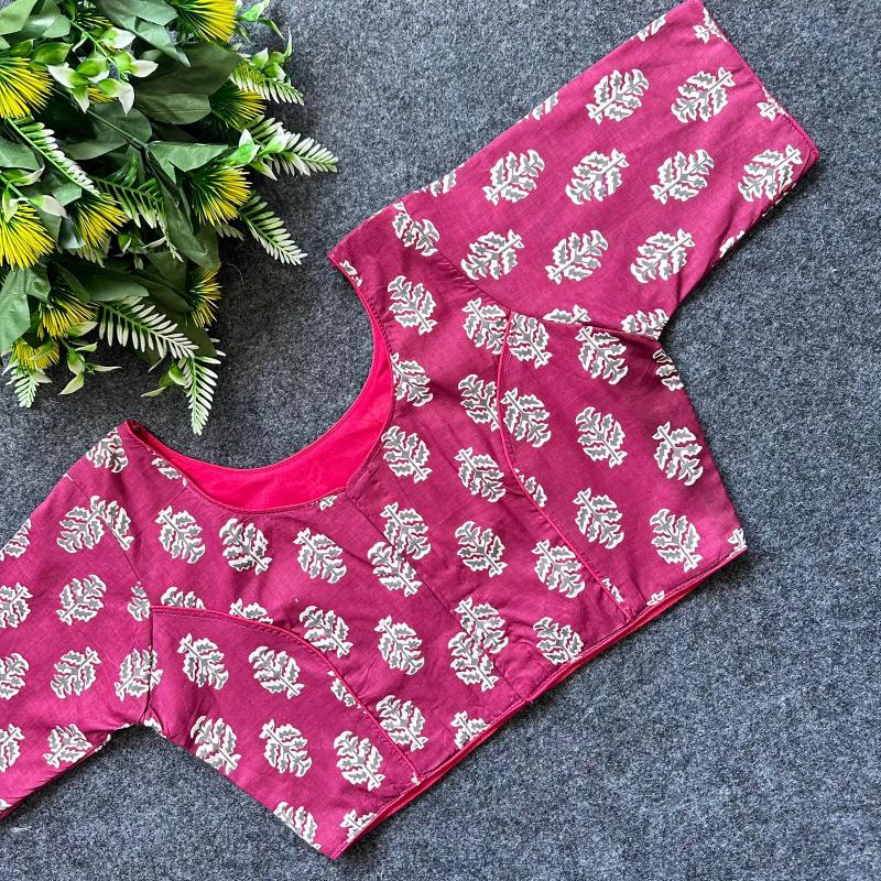 Cotton AjrakhPrint BoatNeck Neck Blouse