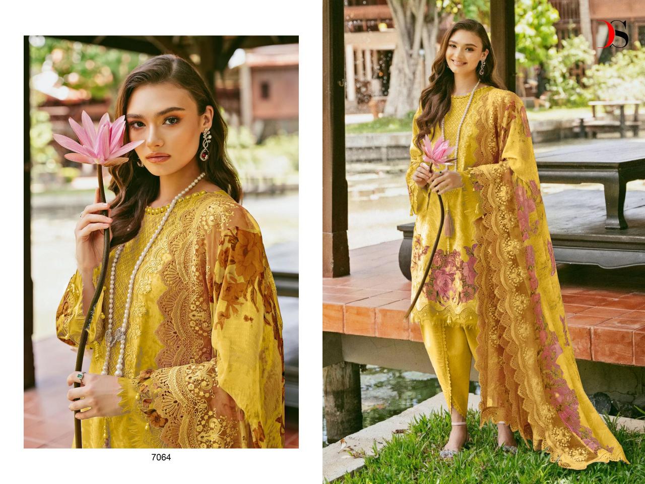 Deepsy Jade Needle Wonder 24 Vol 3 Cotton Dupatta Pakistani Suits Wholesale Catalog