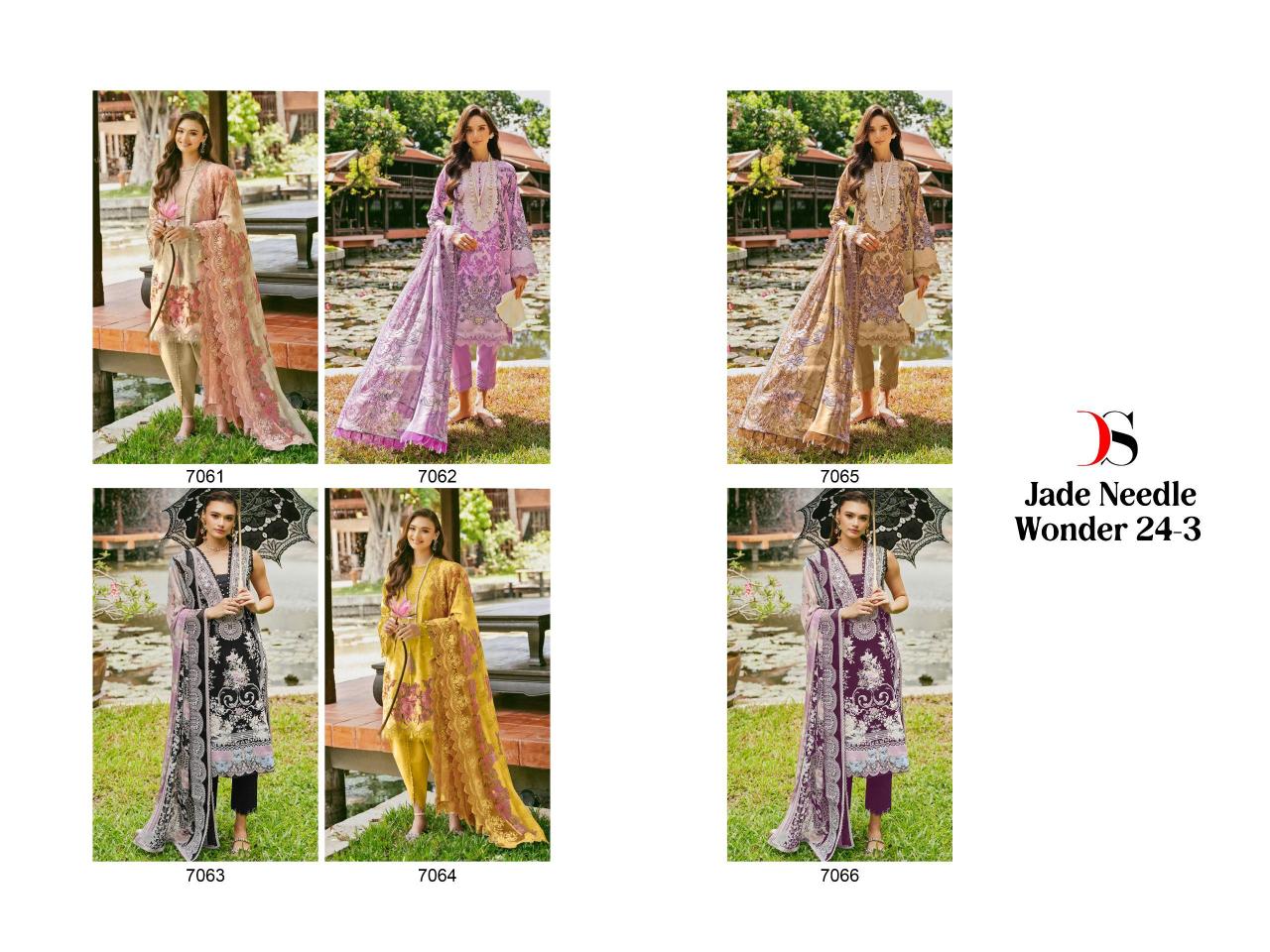 Deepsy Jade Needle Wonder 24 Vol 3 Cotton Dupatta Pakistani Suits Wholesale Catalog