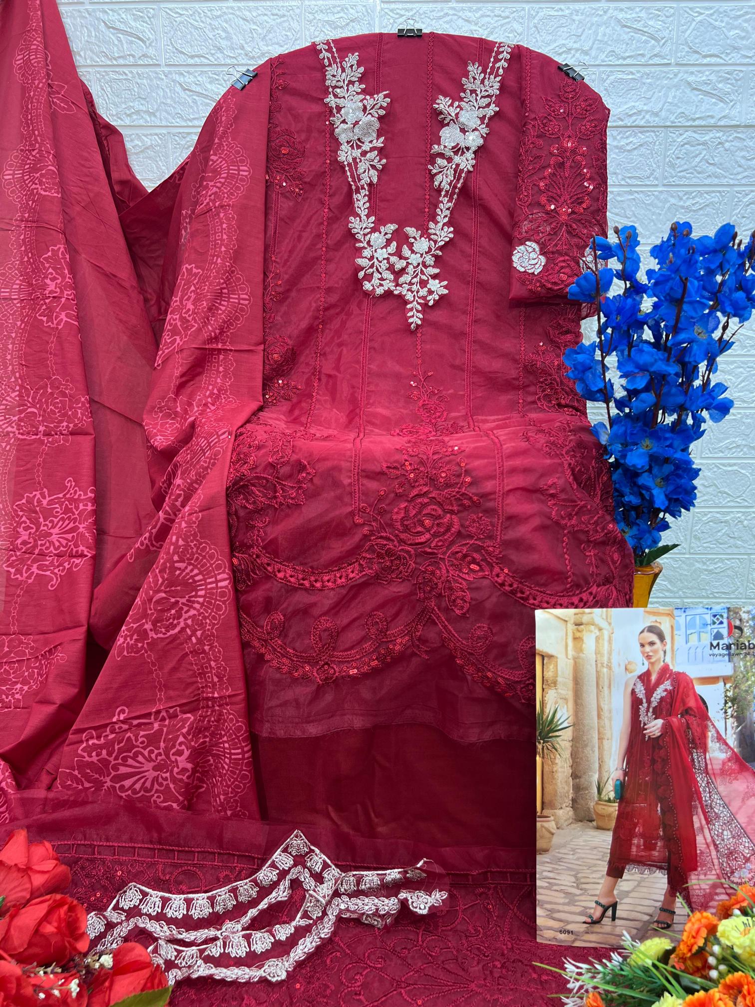Deepsy Maria B Voyage Lawn 24 Vol 2 Chiffon Dupatta Pakistani Suit Wholesale catalog