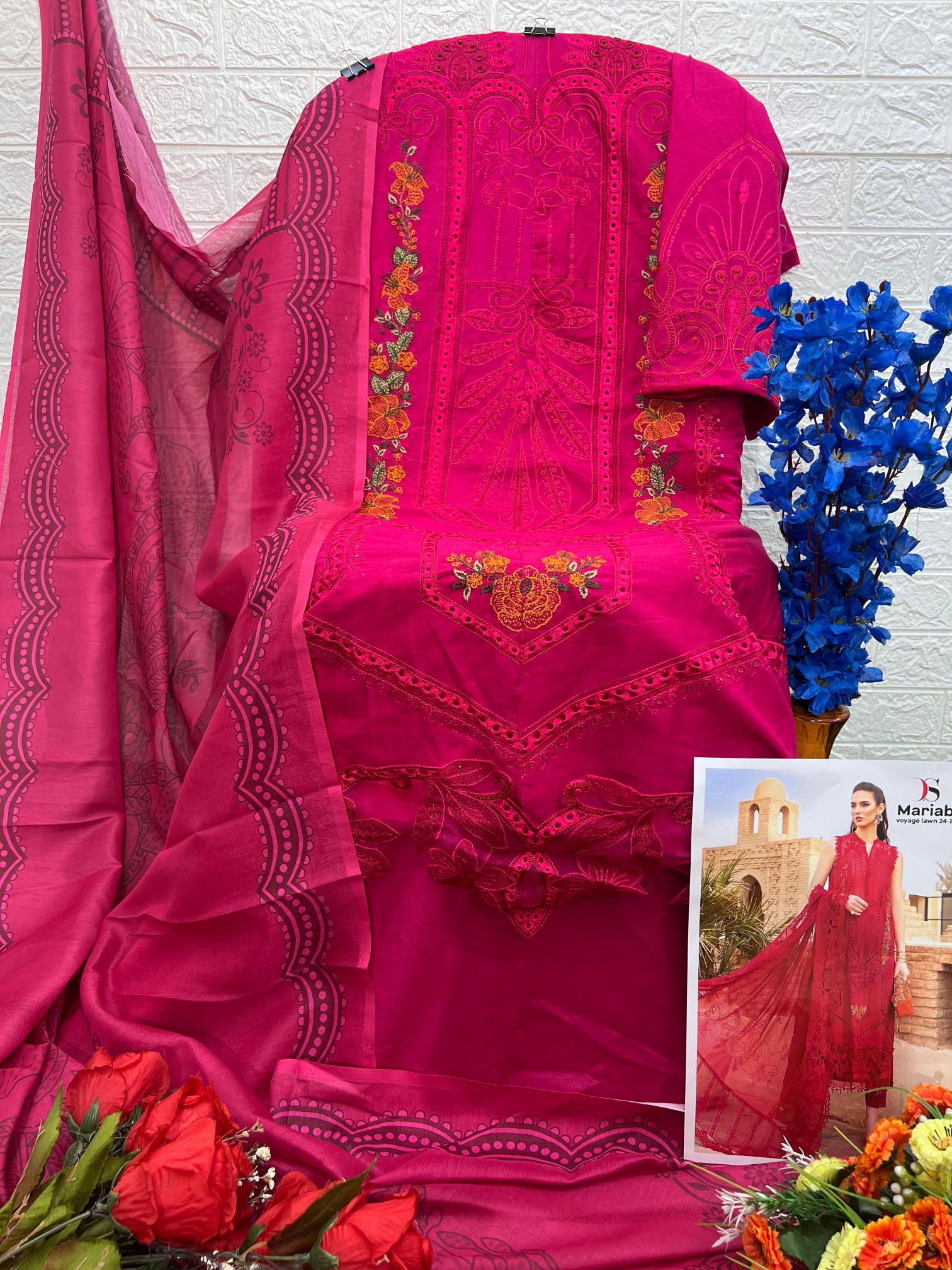 Deepsy Maria B Voyage Lawn 24 Vol 2 Chiffon Dupatta Pakistani Suit Wholesale catalog