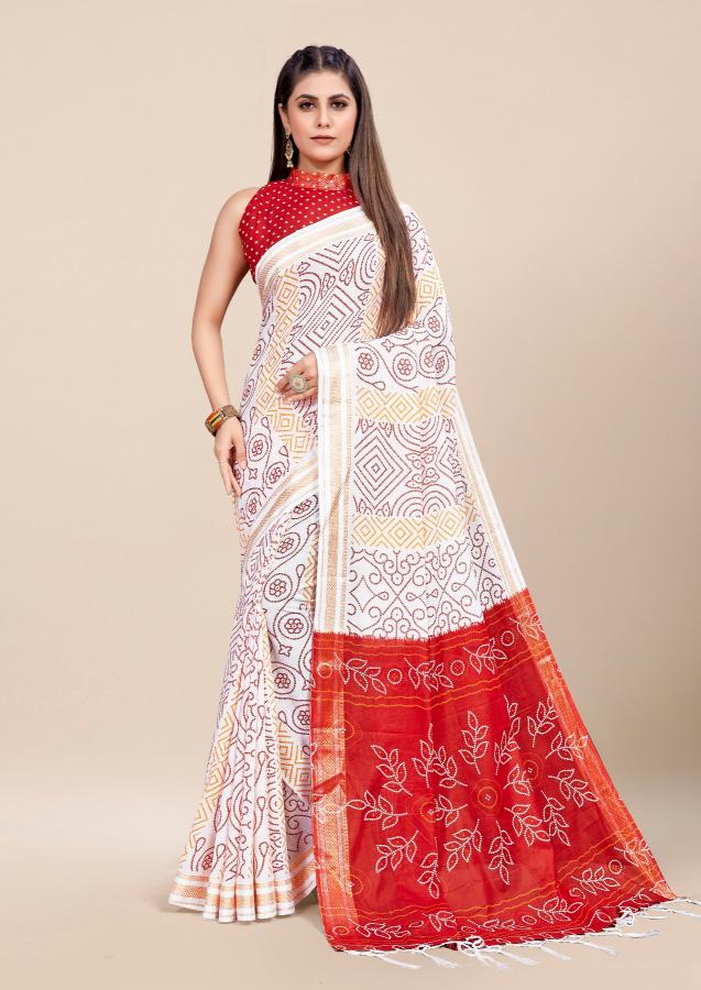 Df Bandhani Cotton Printed Saree Wholesale Catalog