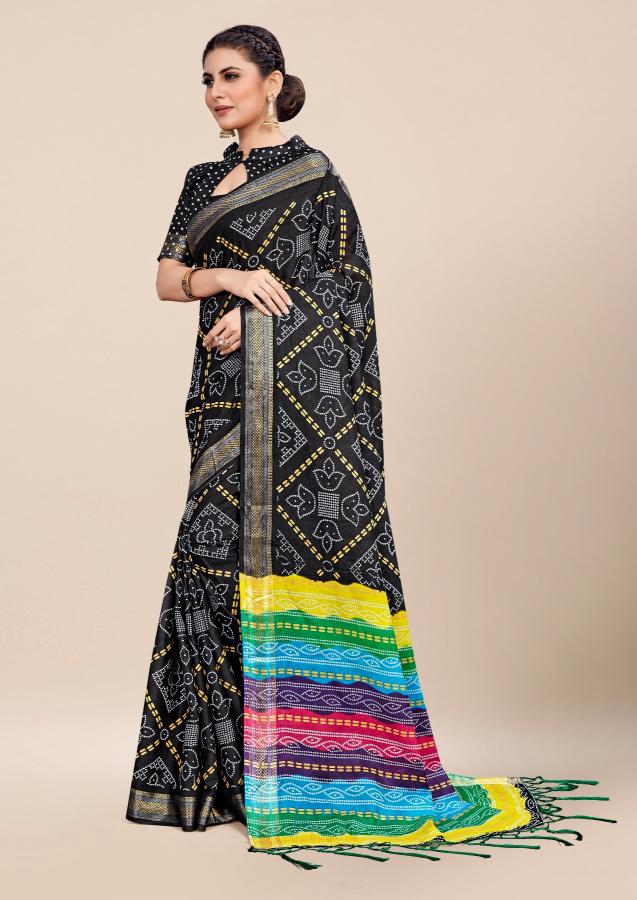 Df Bandhani Cotton Printed Saree Wholesale Catalog