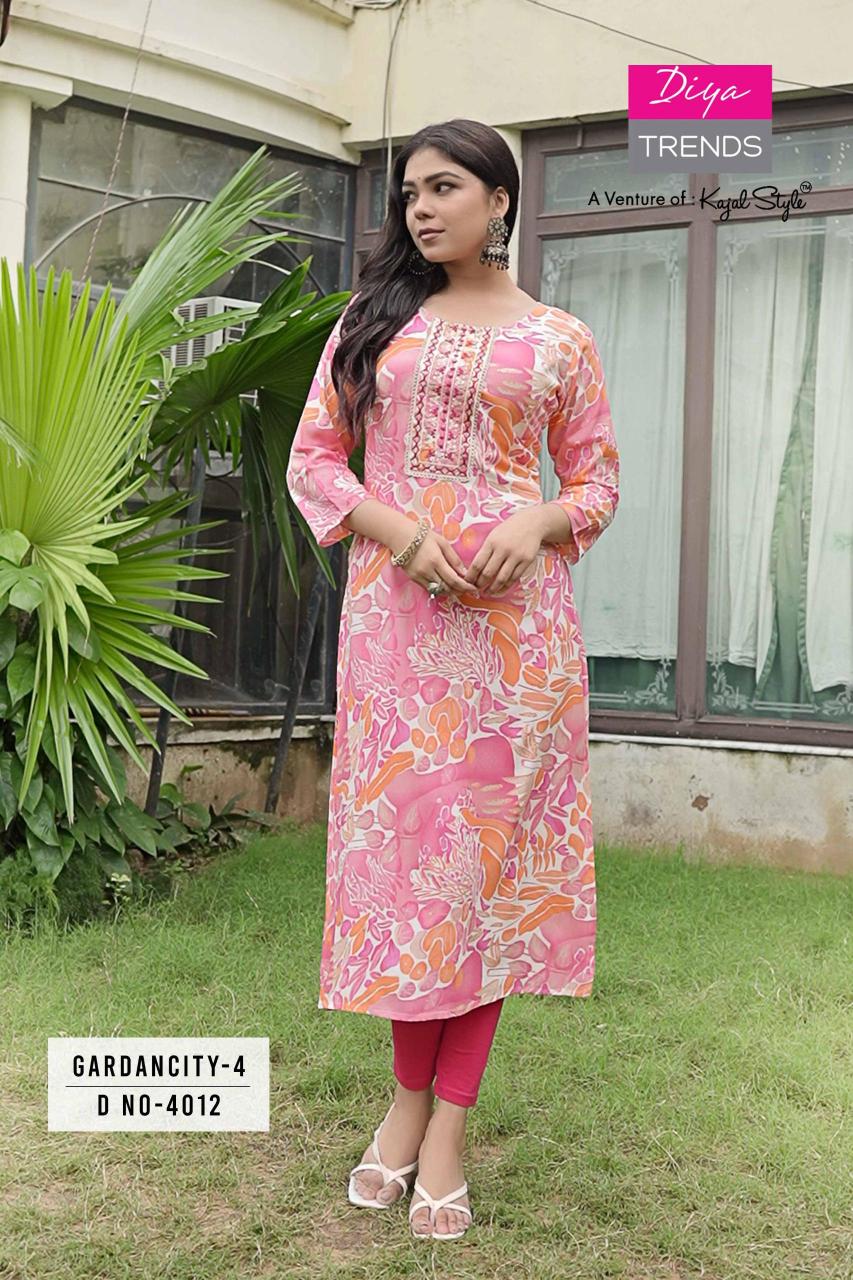 Diya Gardencity Vol 4 Printed Kurti Wholesale Catalog