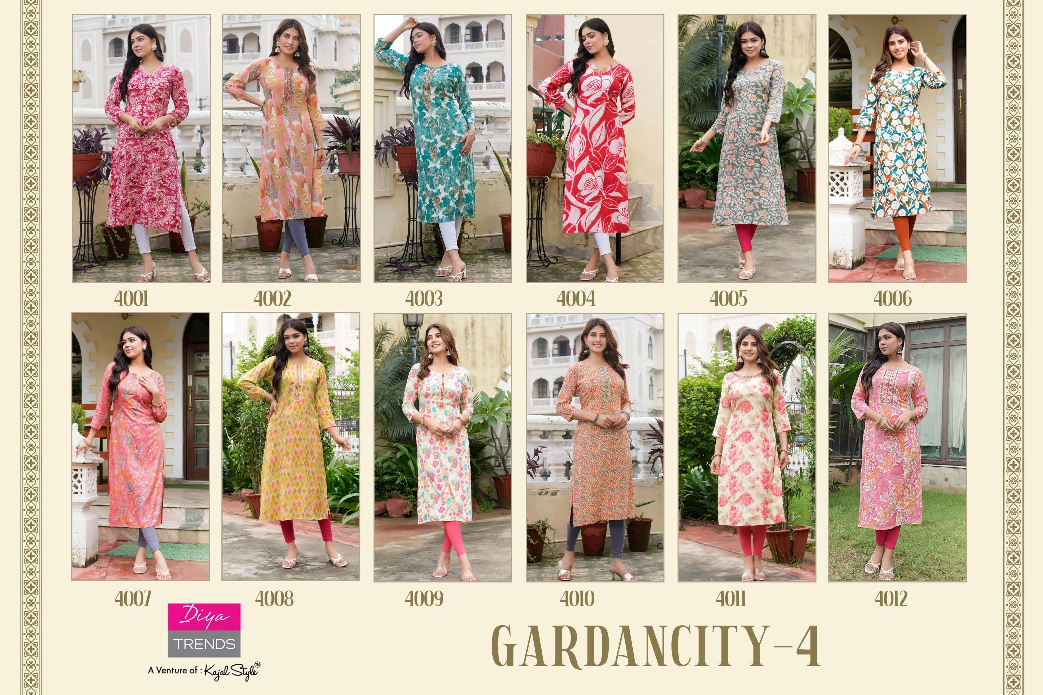 Diya Gardencity Vol 4 Printed Kurti Wholesale Catalog