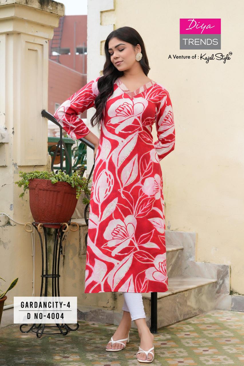 Diya Gardencity Vol 4 Printed Kurti Wholesale Catalog