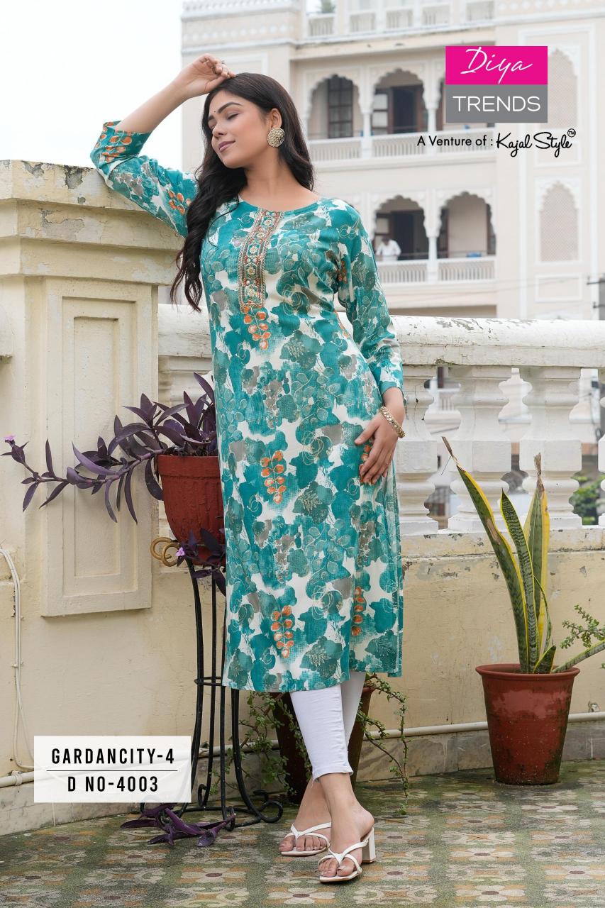 Diya Gardencity Vol 4 Printed Kurti Wholesale Catalog