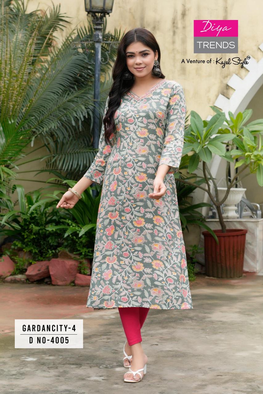 Diya Gardencity Vol 4 Printed Kurti Wholesale Catalog