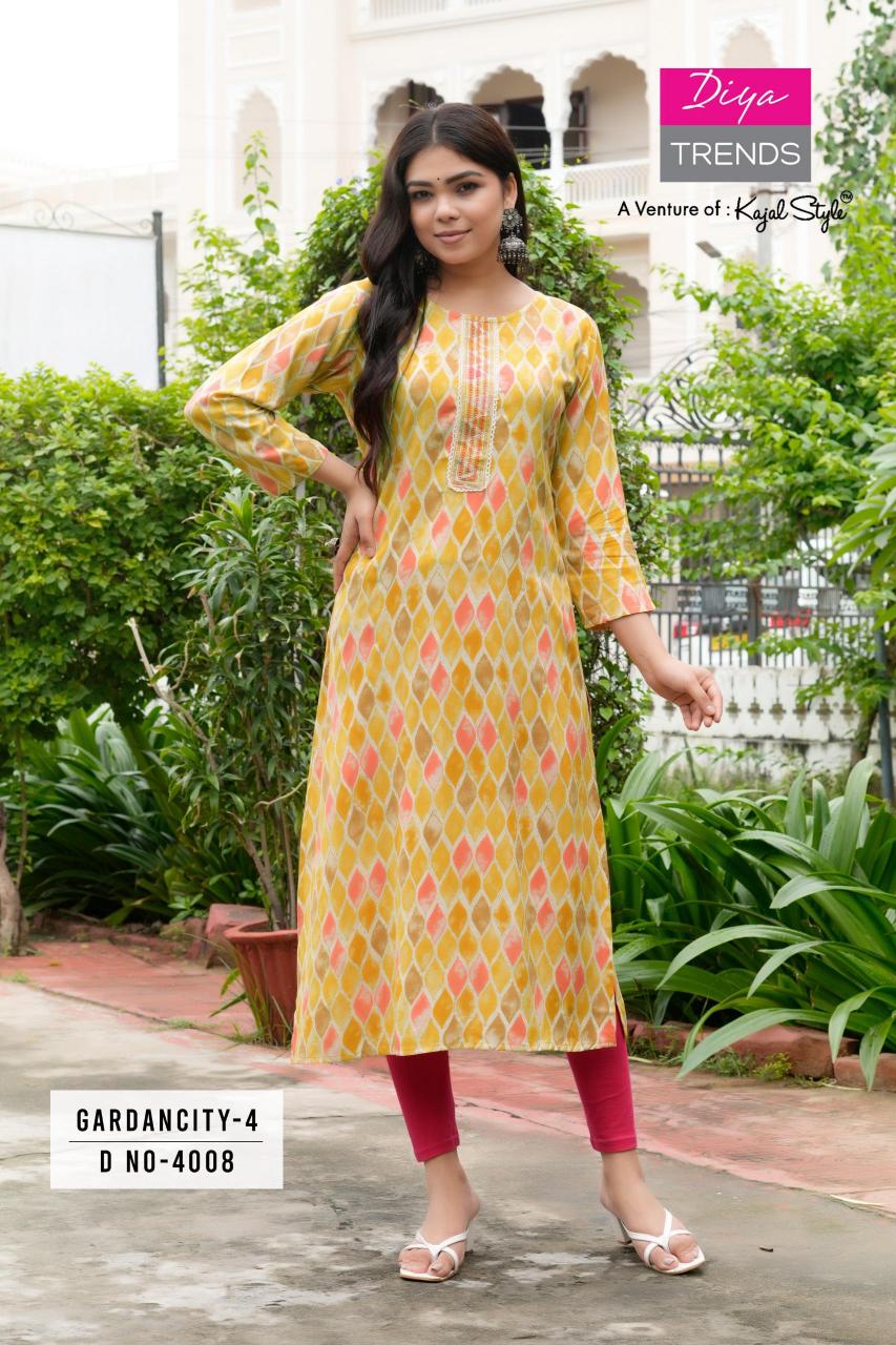Diya Gardencity Vol 4 Printed Kurti Wholesale Catalog