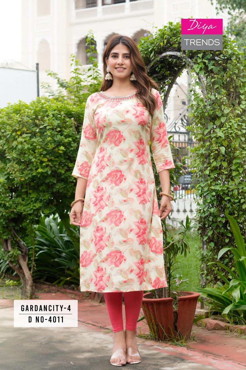 Diya Gardencity Vol 4 Printed Kurti Wholesale Catalog