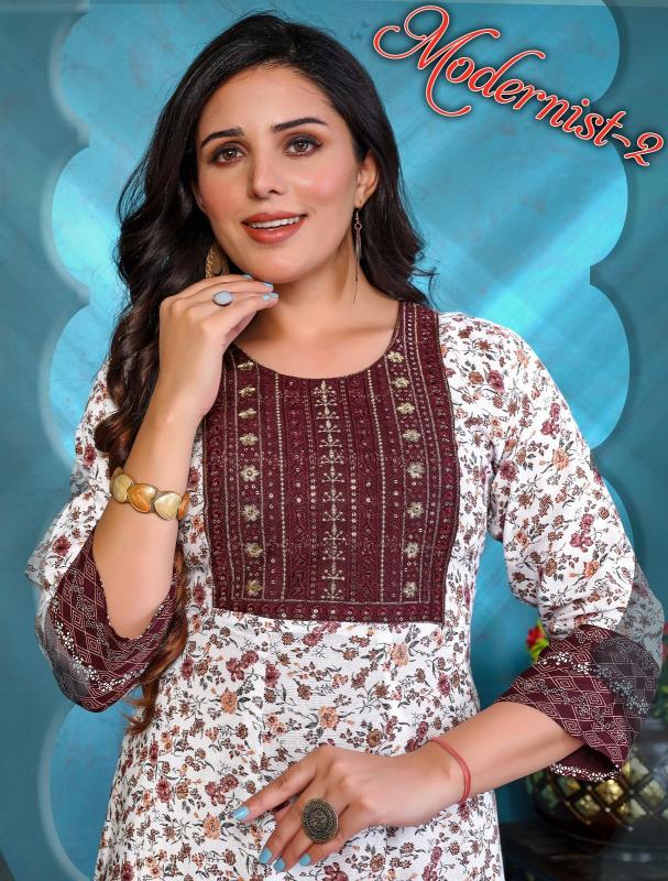 Fashion Talk ModernNist Vol 2 Rayon Anarkali Kurti Wholesale Catalog