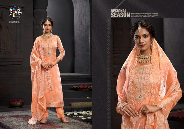 Four Dots Mehboob Designer Dress Material Wholesale Catalog