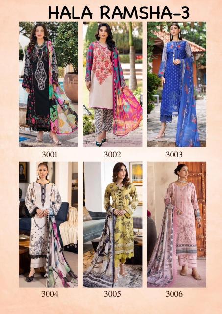 Hala Ramsha Vol 3 Dress Material Wholeslae Catalog