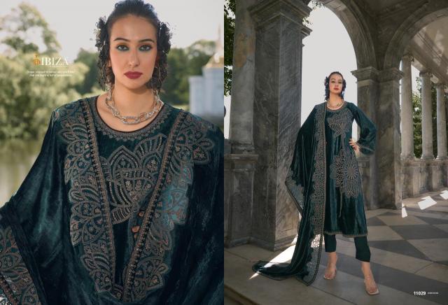 IBIZA Makhmal Edit Velvet Designer Emboridery Work Salwar Suits Wholesale Catalog
